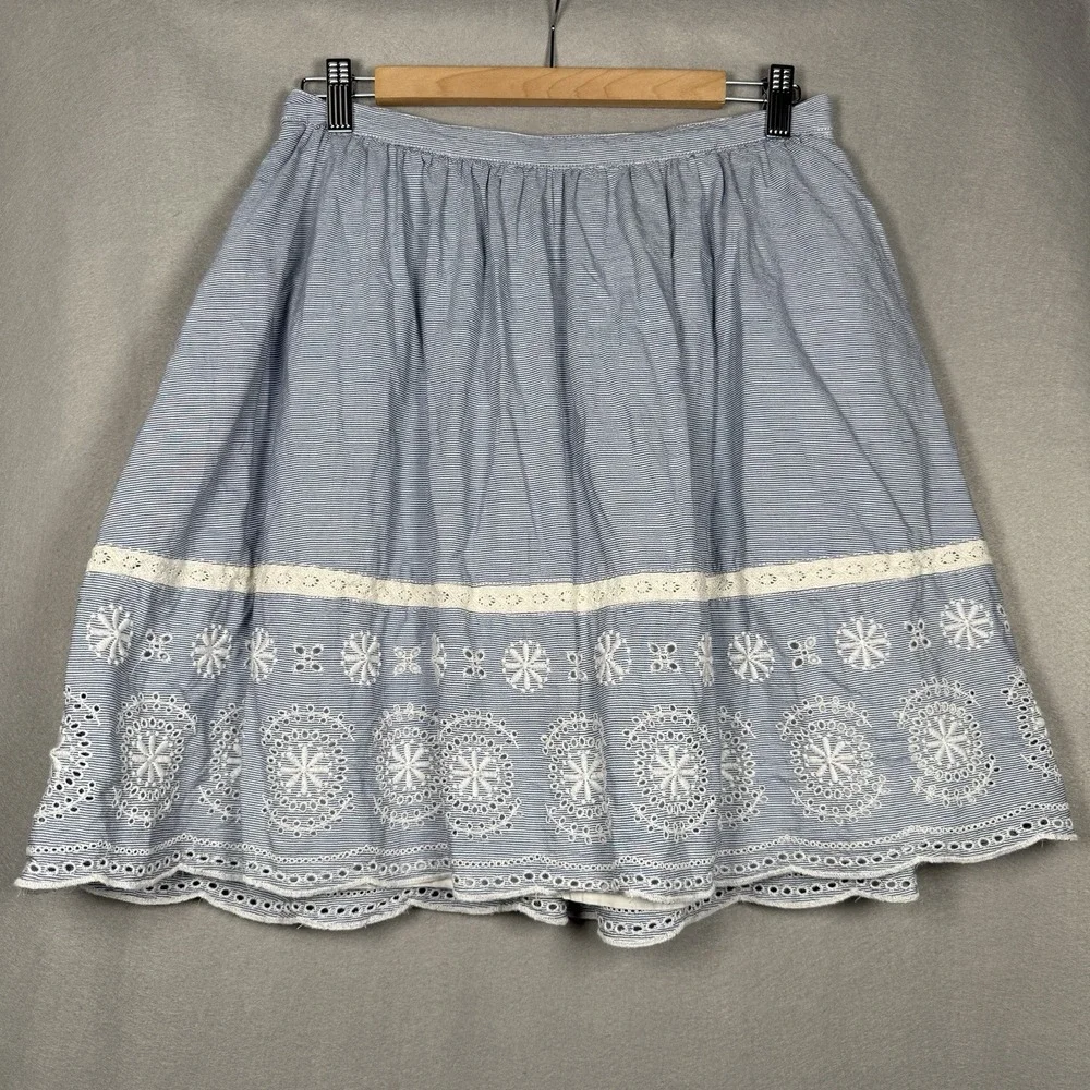 Tommy Hilfiger Mini Skirt Lace Blue 100% Cotton Sz 8 - Picture 1 of 11